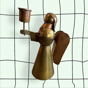 Vintage Brass and Copper Angel Candleholder